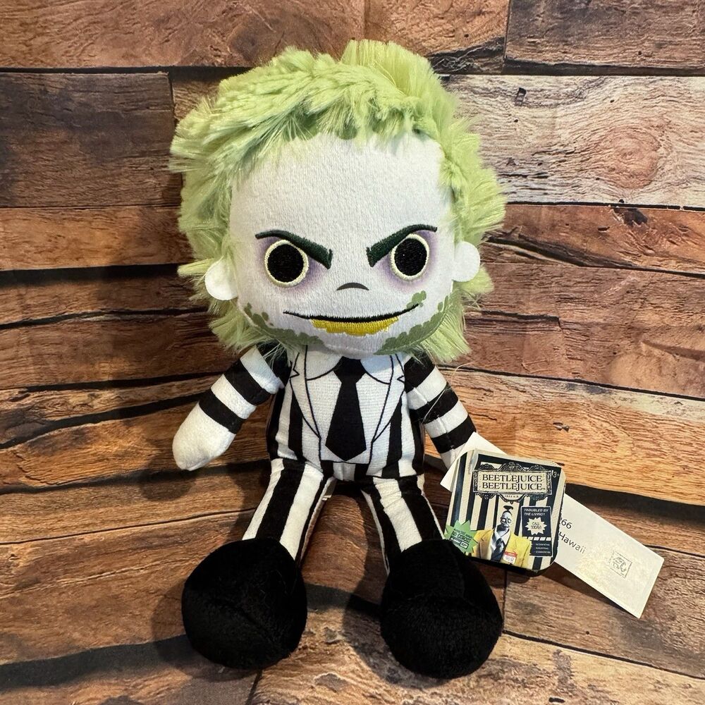 Beetlejuice Beetlejuice Striped Suit Plush Just Play 2024 NWT 8" Movie Toy 26906
